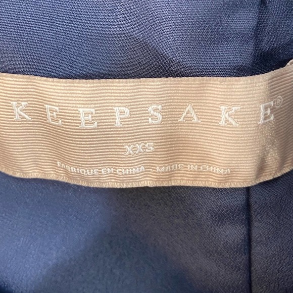 Keepsake The Label Mini Dress XXS Navy Blue Paisley Go With It One Shoulder - Picture 6 of 8